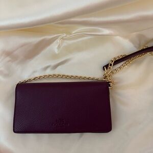 Authentic Coach leather wallet wristlet plum